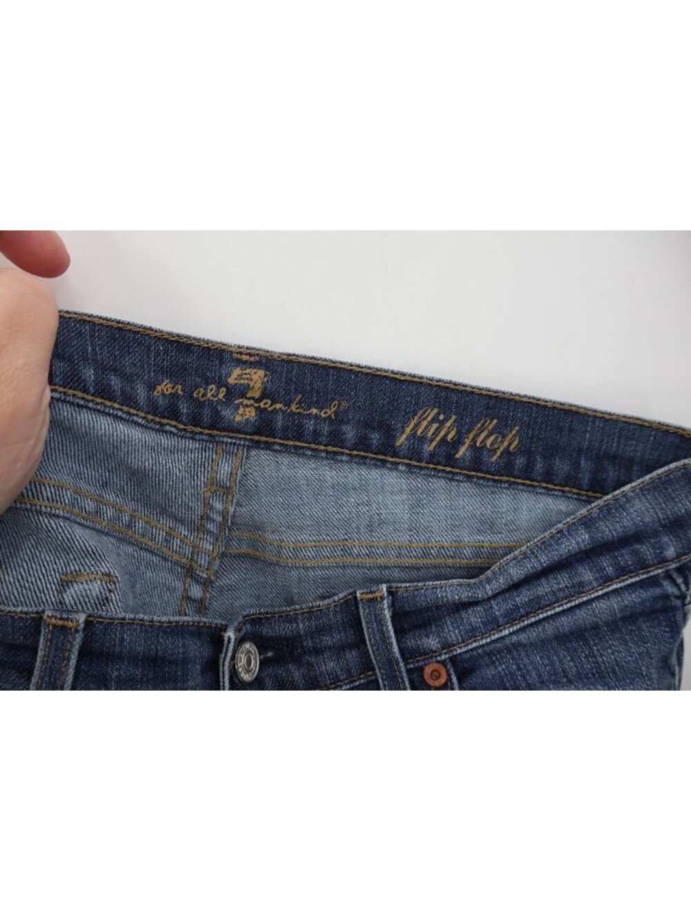 7 For All Mankind Flip Flop Y2K Boot Cut Womens Jeans Sz 29x28 Distressed - Picture 12 of 16